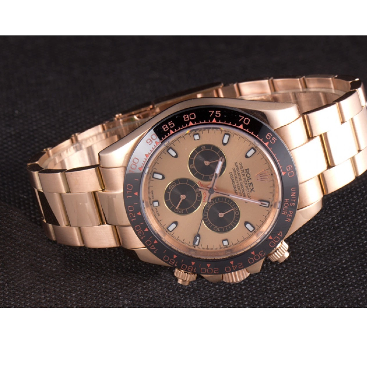 MiroTime 0704 Rolex Daytona Ion Plated Tachymeter Rose Gold Strap Rose Gold Dial 80244
